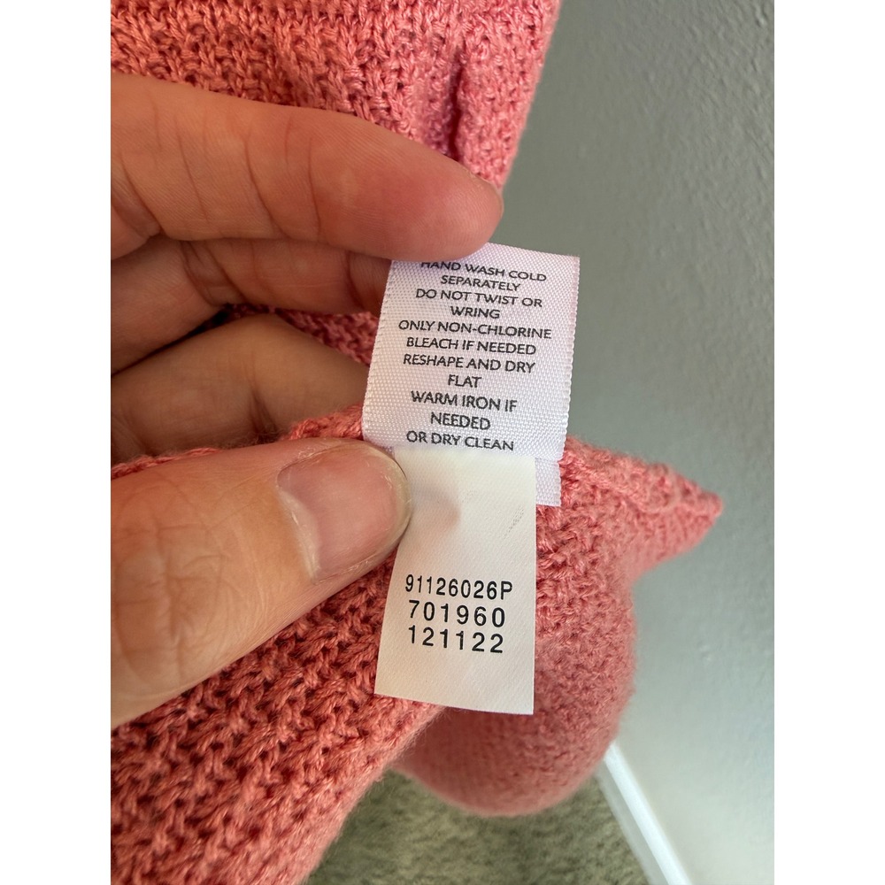 J.Jill Cardigan Petite Coral Pink Pointelle Linen Blend Sweater Size S - Picture 5 of 8